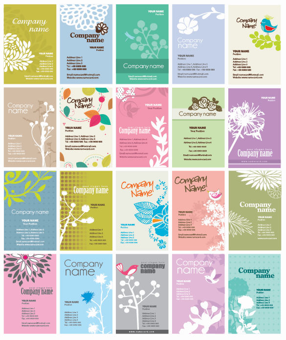 free vector Vector Set of Floral Business Cards